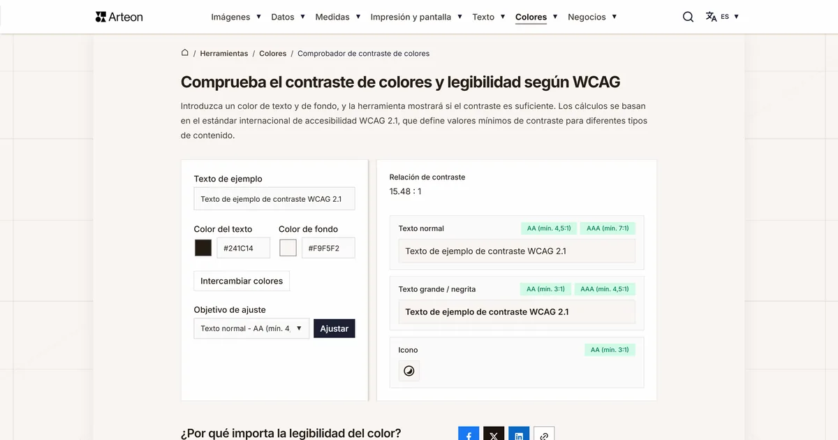 Comprobador de contraste de colores