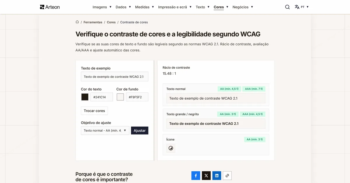 Verificador de contraste de cores