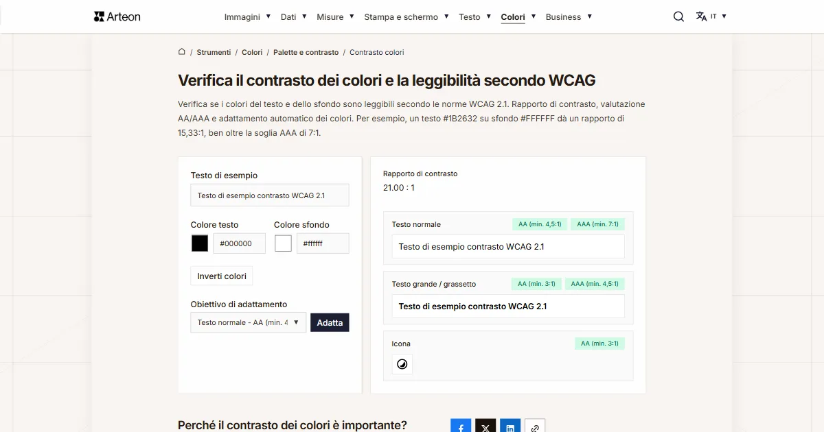 Verificatore contrasto colori