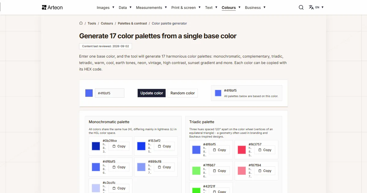 Color palette generator