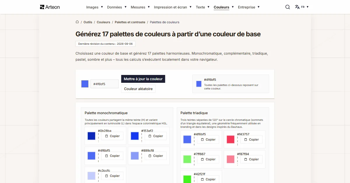 Générateur de palettes de couleurs