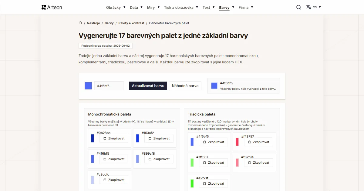 Generátor barevných palet