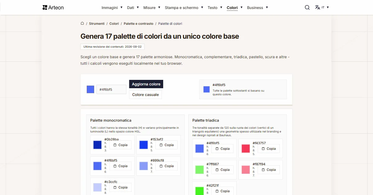 Generatore di palette di colori