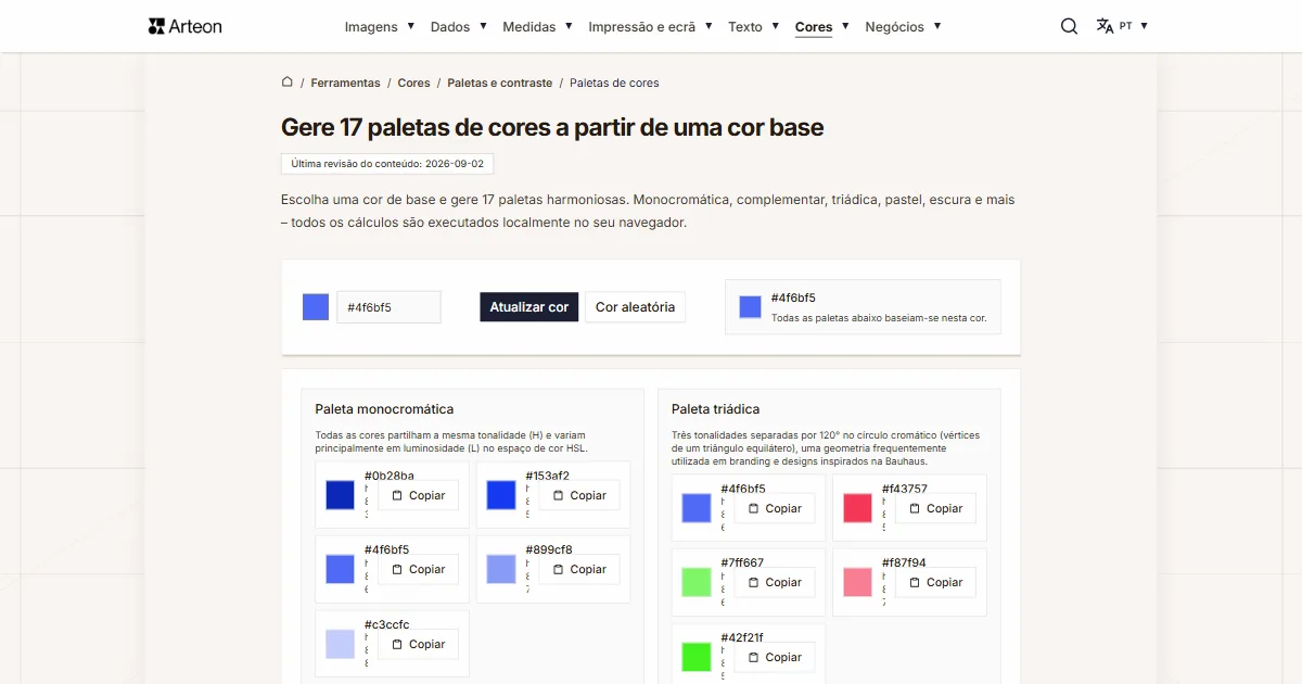 Gerador de paletas de cores
