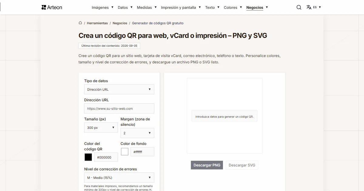 Generador de códigos QR gratuito