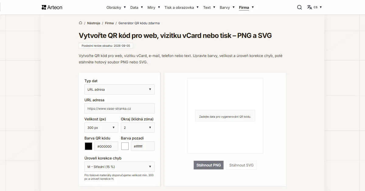 Generátor QR kódu zdarma
