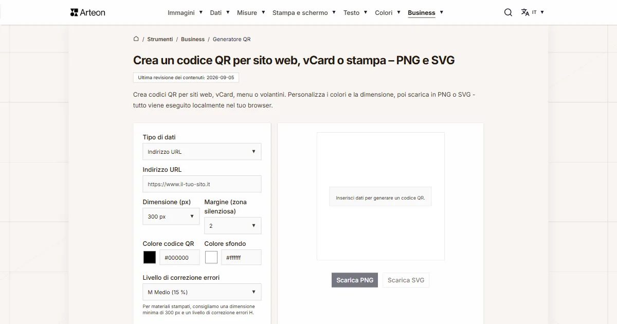 Generatore di codici QR gratuito