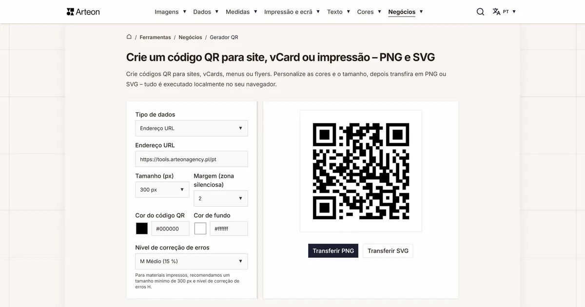 Gerador de códigos QR gratuito