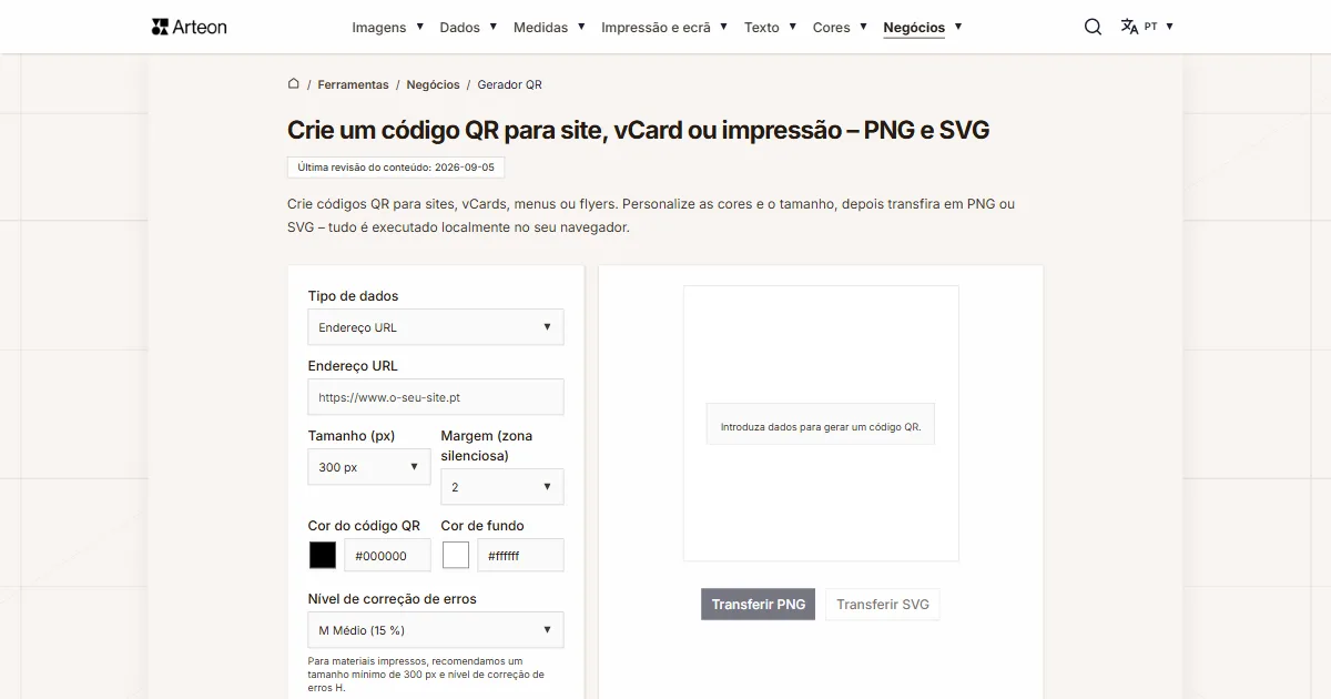 Gerador de códigos QR gratuito
