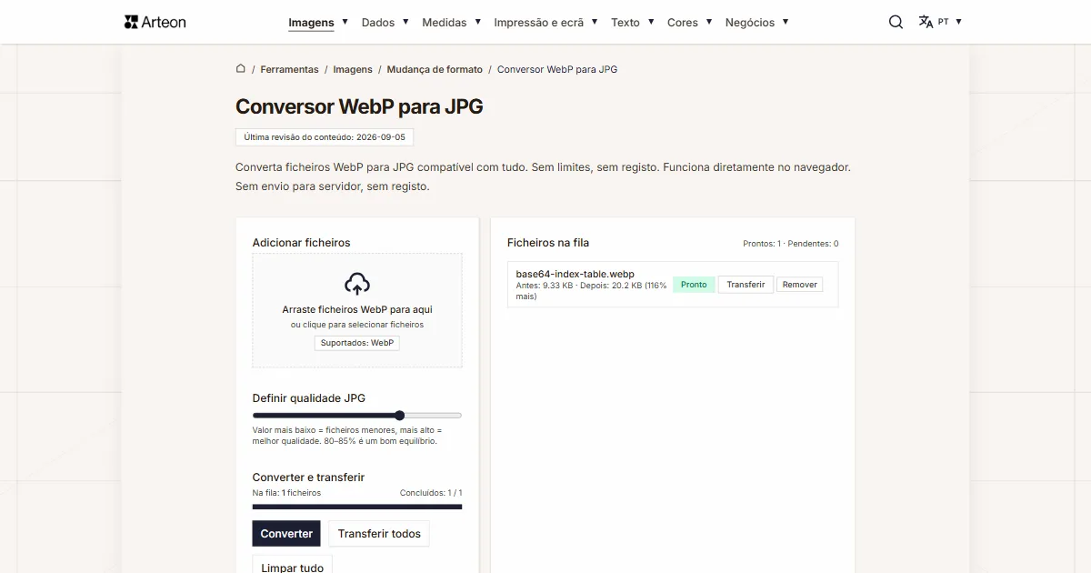 WebP para JPG