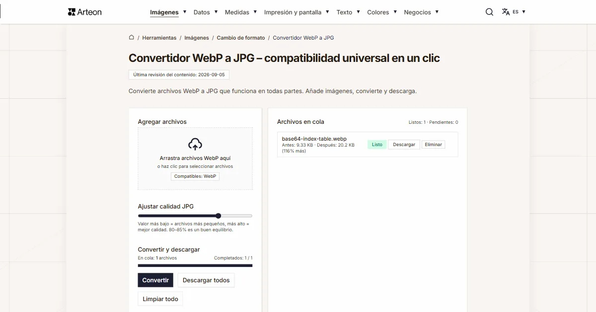 WebP a JPG