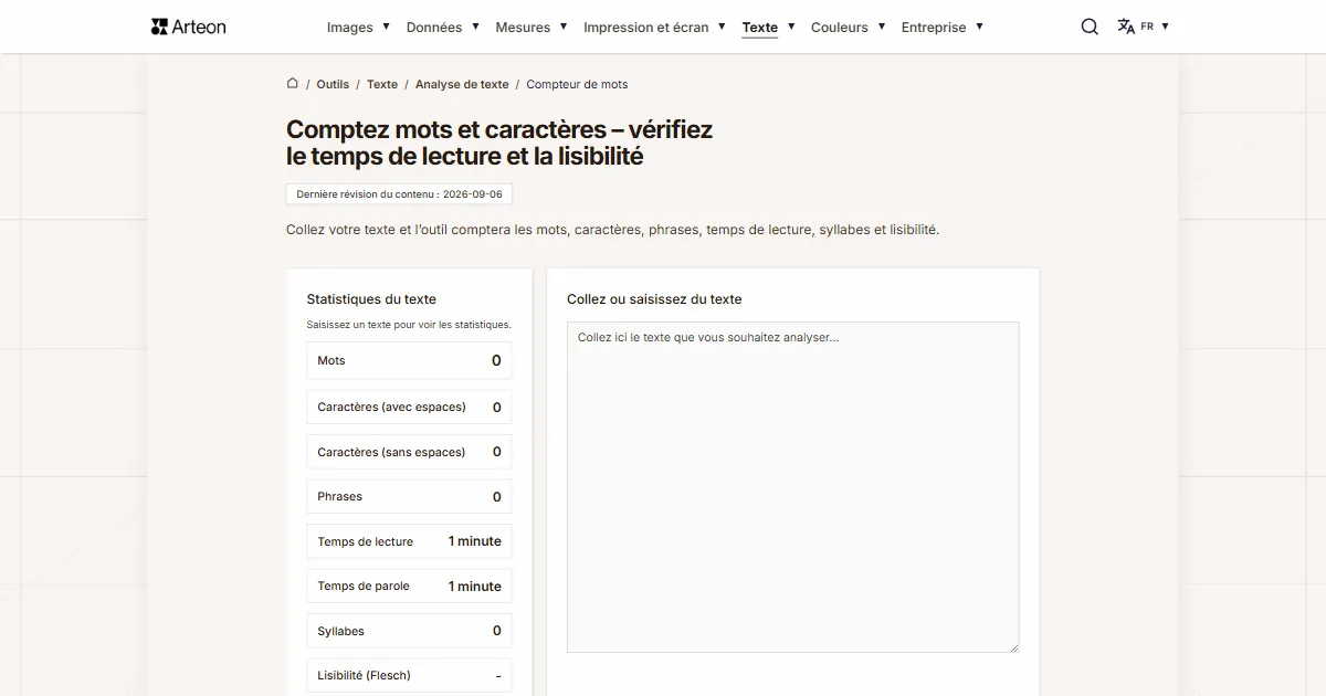 Compteur de mots et caractères