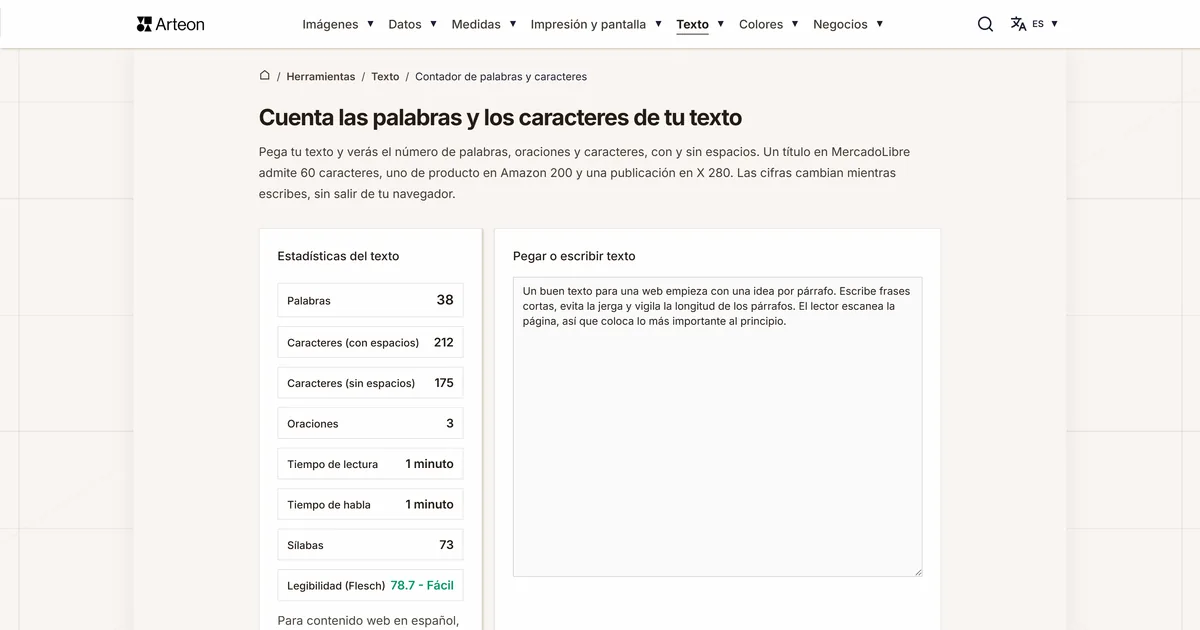 Contador de palabras y caracteres