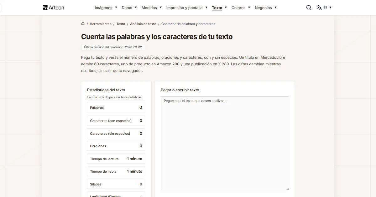 Contador de palabras y caracteres