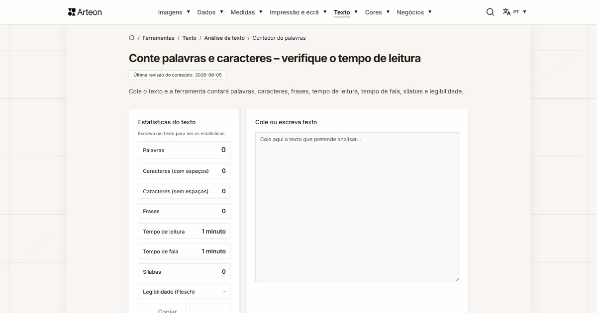 Contador de palavras e caracteres