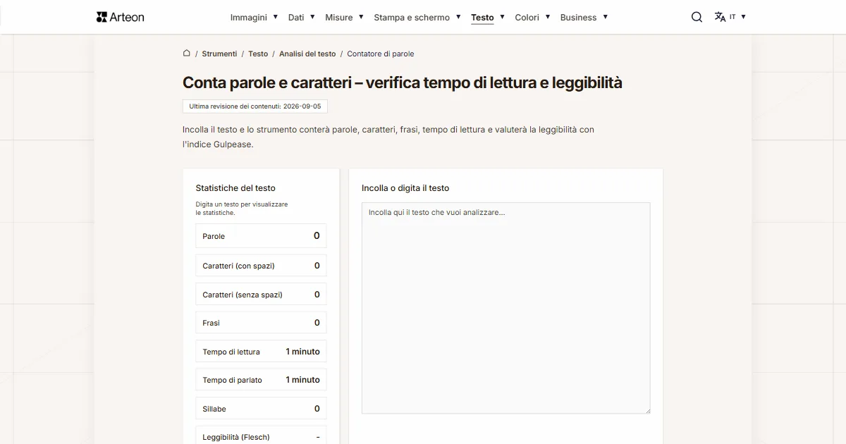 Contatore di parole e caratteri