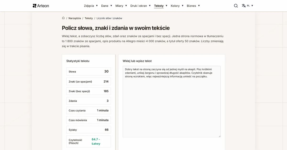 Licznik słów i znaków