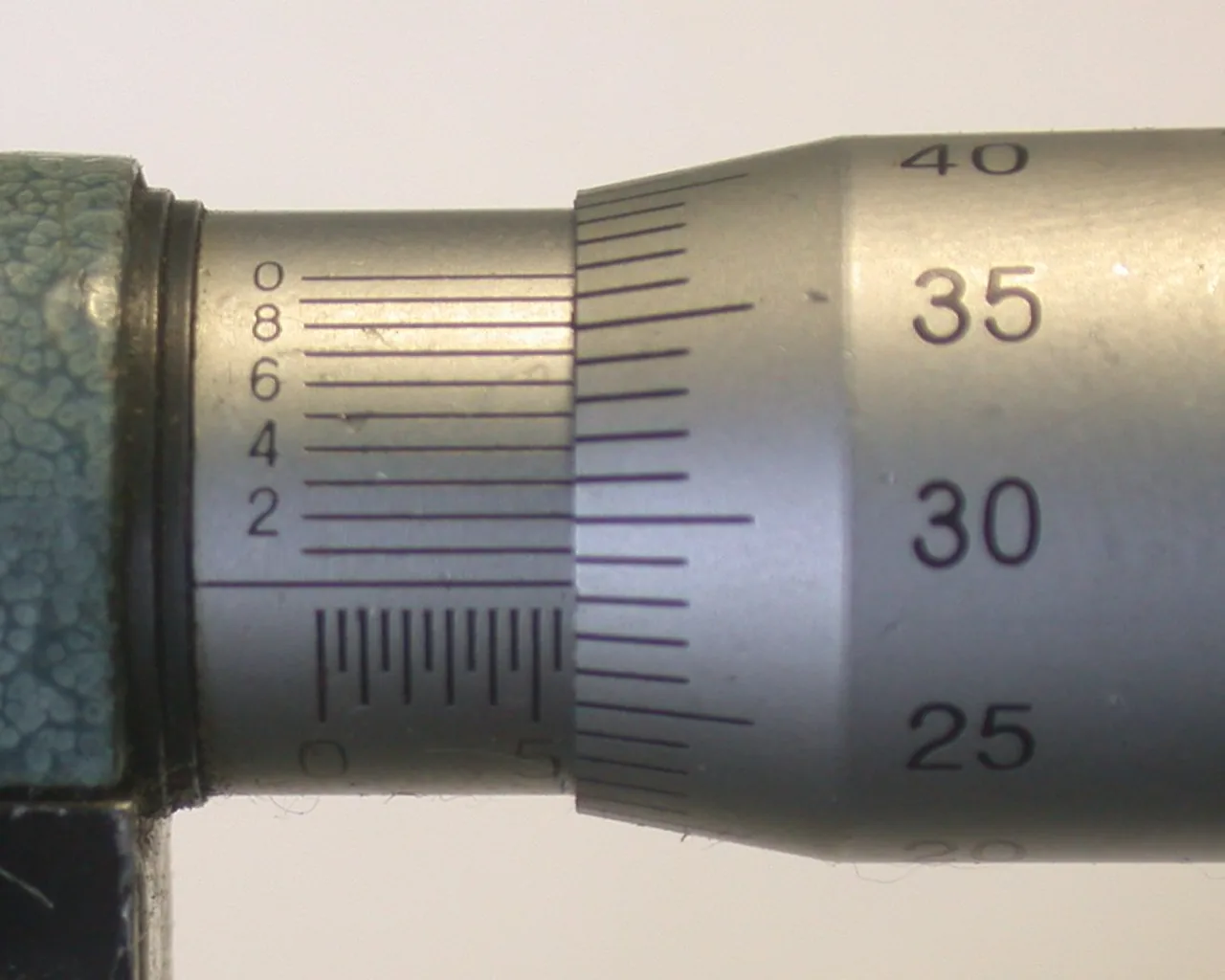 Close-up of a metric micrometer scale