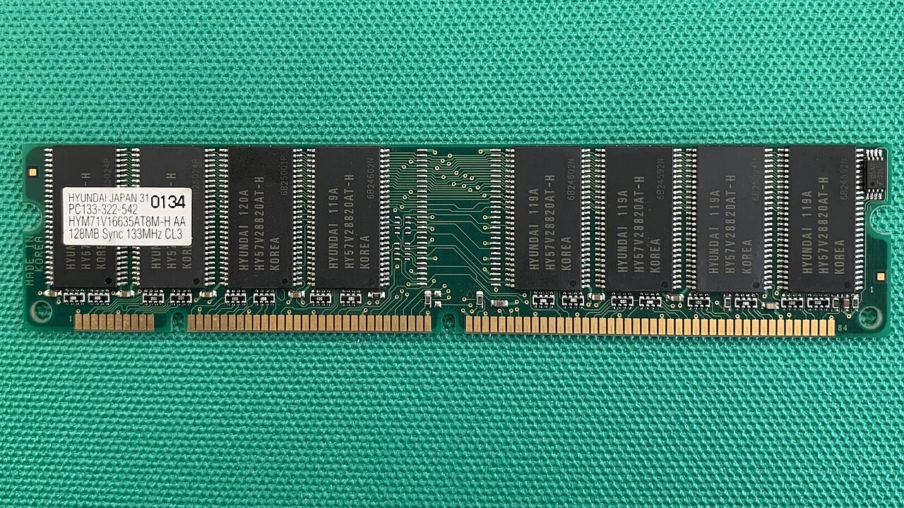 A RAM module with a 128MB label