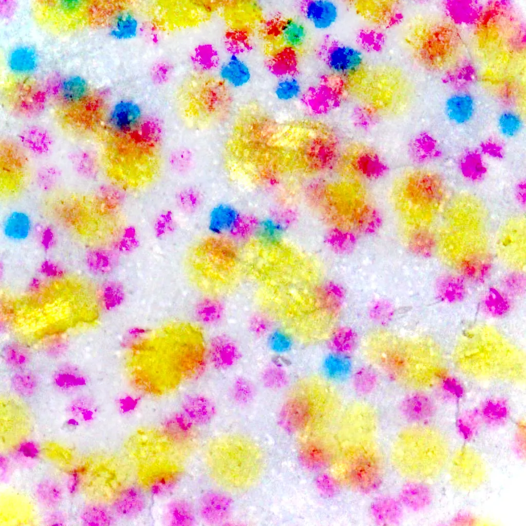 Magnified ink droplets on photo paper